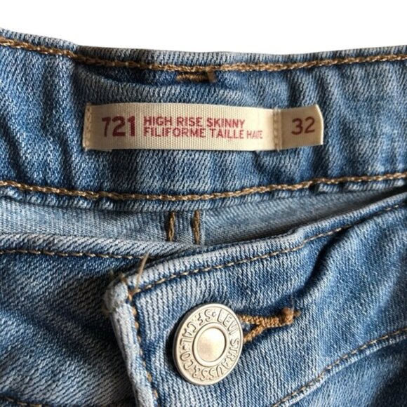 Levi’s 721 High Rise Skinny Jeans Azure Glow Light Wash Size 32 - Picture 13 of 16